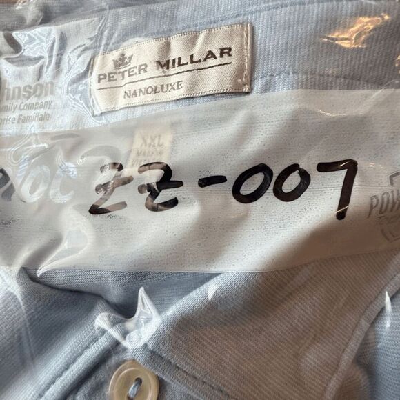 Peter Millar Men's Nanoluxe Pinstripe Short Sleeve Polo Golf Shirt Blue Size 2XL - Picture 7 of 7